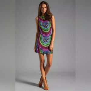 Mara Hoffman Sleeveless Open Back Geometric Multicolor Mini Dress Size: 0
